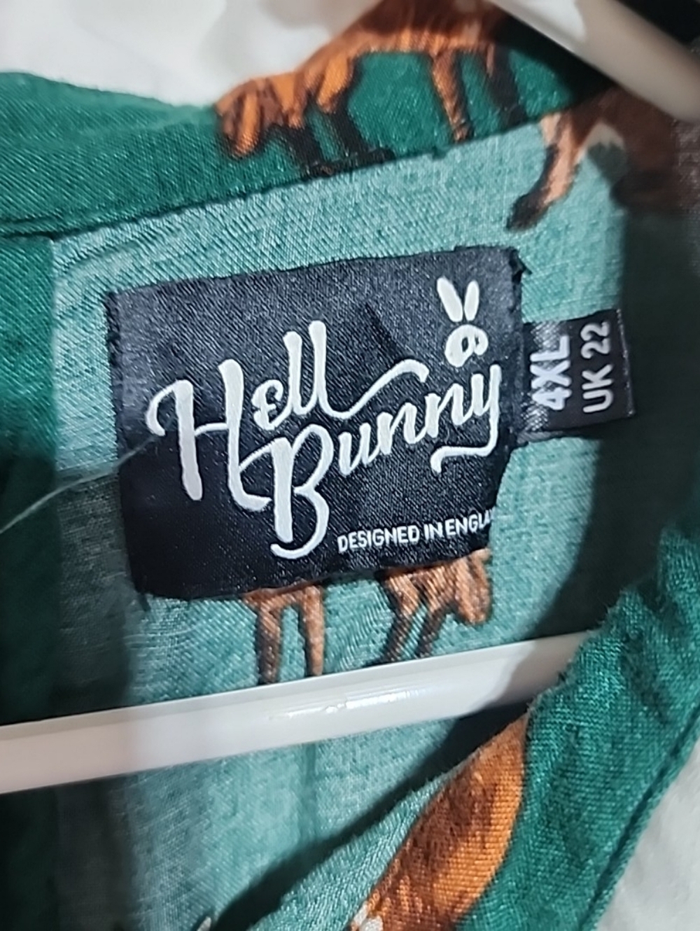 Hell Bunny Vixey Fox 40's Dress Dark Green. Size 4 X - Picture 4 of 6